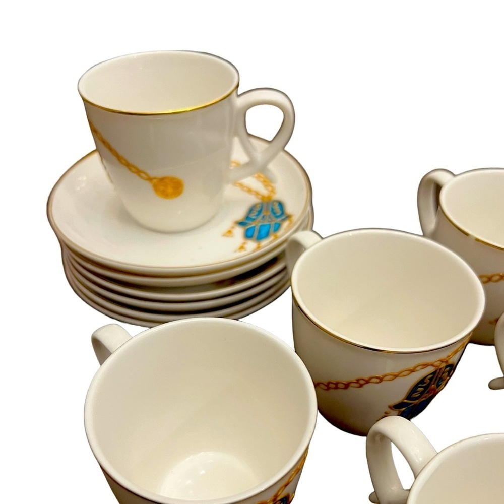 Shallow Ice - Hamsa design hand painted fine bone china tea/coffee cups set of 6 - Picture 3 of 4